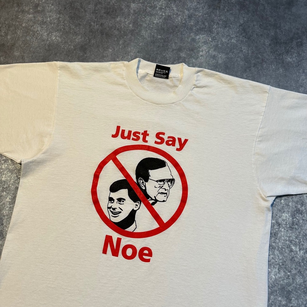 Vintage George Bush Dan Quayle Just Say Noe Graphic T Shirt Men's XL White‎